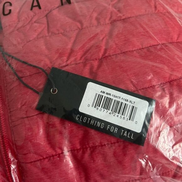 🩷 American Tall - Men's Packable Puffer Jacket - Red Space Dye. Size:XLT. (1710) - Picture 5 of 14